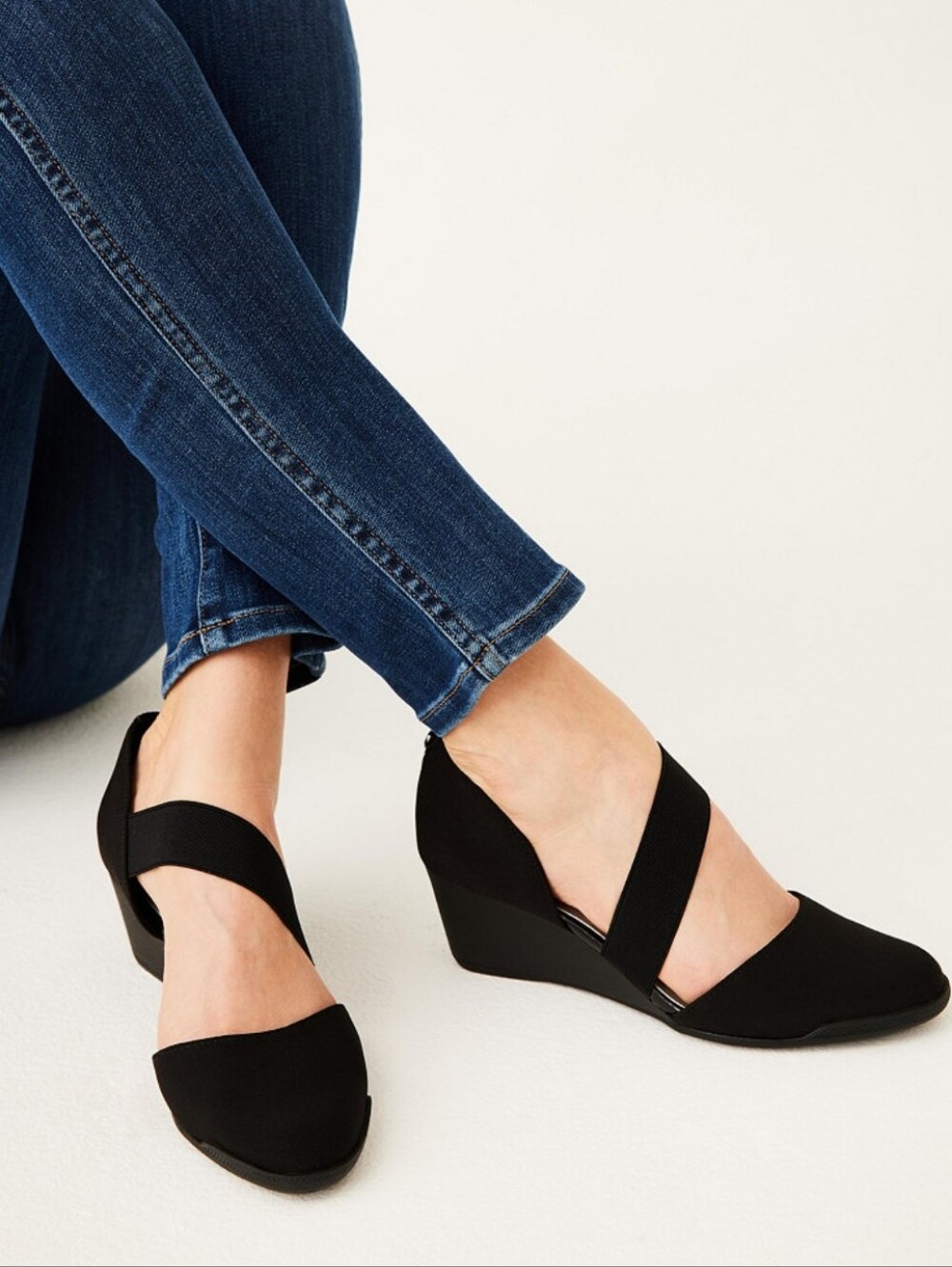 Anne Klein Sport Navy Tara Assymetrical Wedges